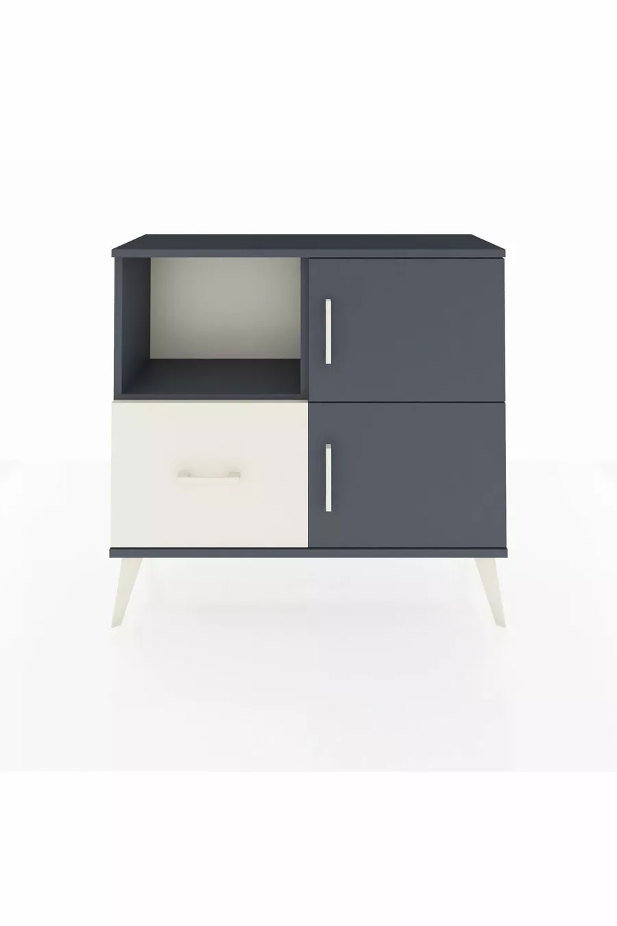 Commode Arges à 2 étagères, 1 tiroir, 2 portes, Anthracite-Anthracite/Gris pierre