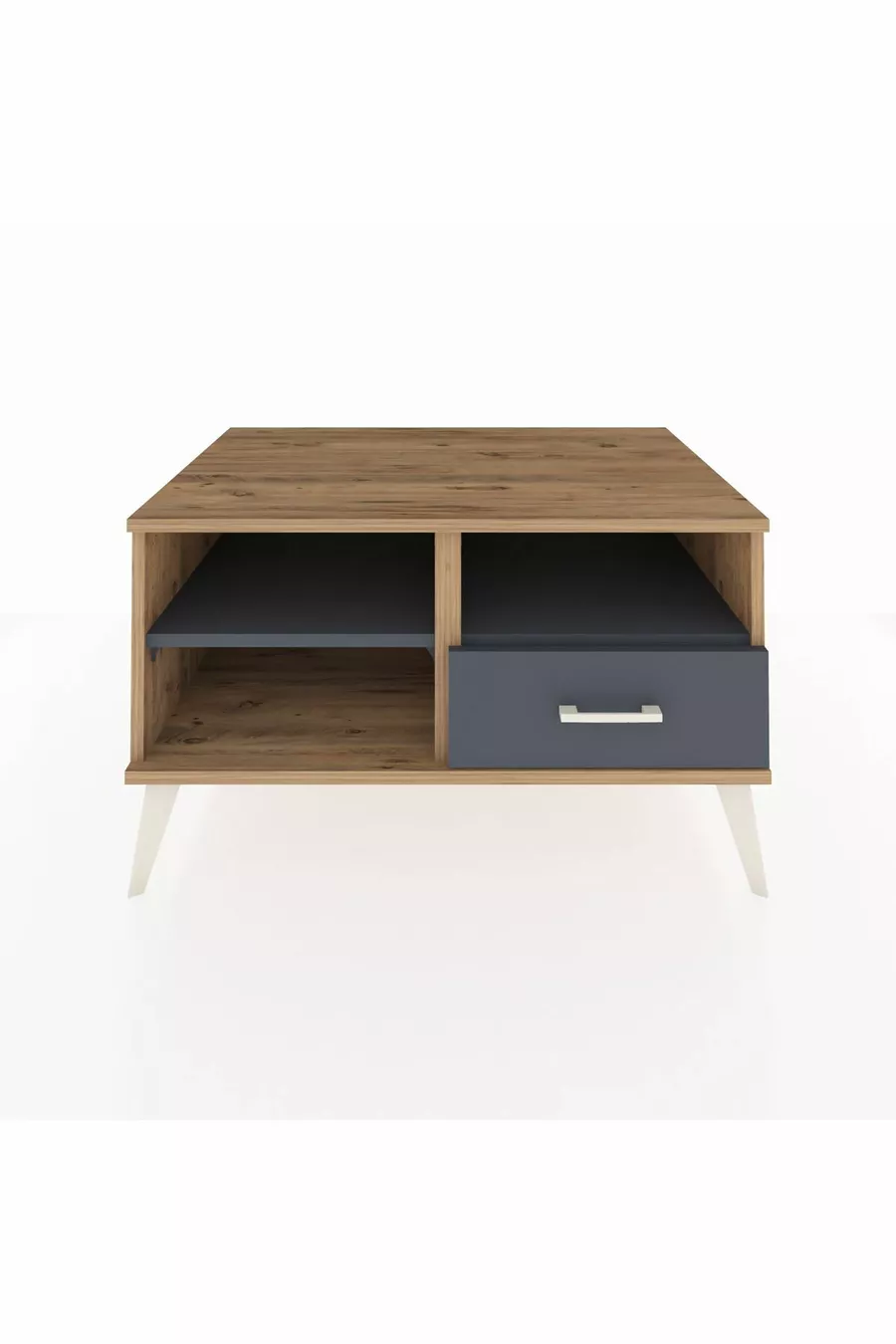 Commode Kronos 2 étagères 1 tiroir Pin-Anthracite