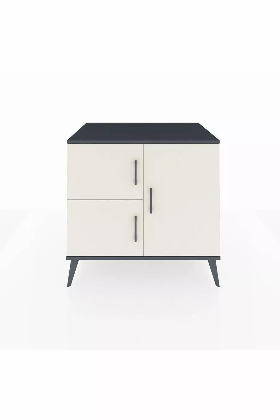 Kronos Kommode 2 Regalfächer 3 Türen Anthrazit-Stein/Anthrazit