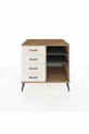 Commode Kronos 2 étagères 4 tiroirs Pin-Anthracite / Pierre de Lune
