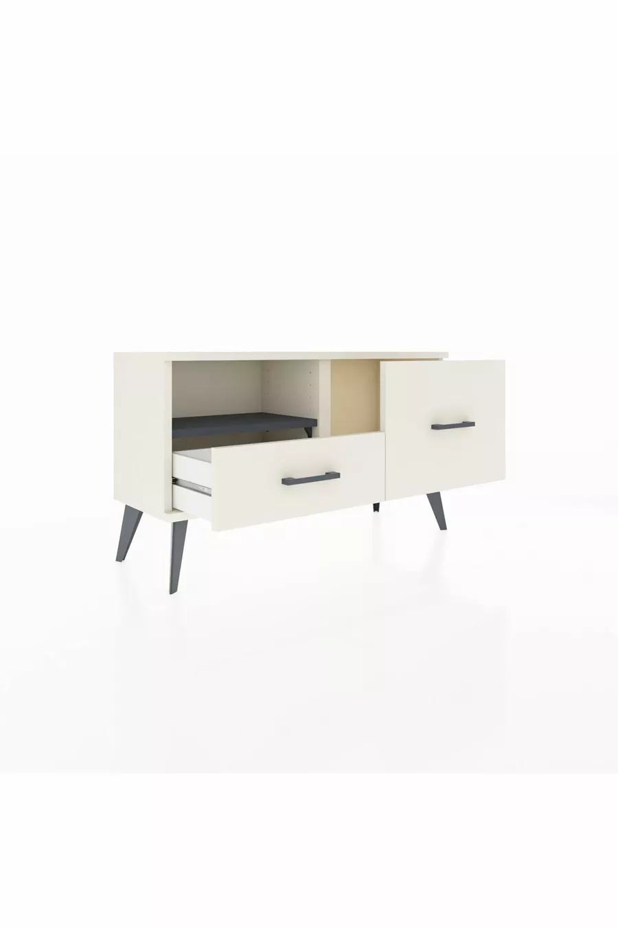 Commode Arges à une étagère et 2 tiroirs, quartz-anthracite/quartz