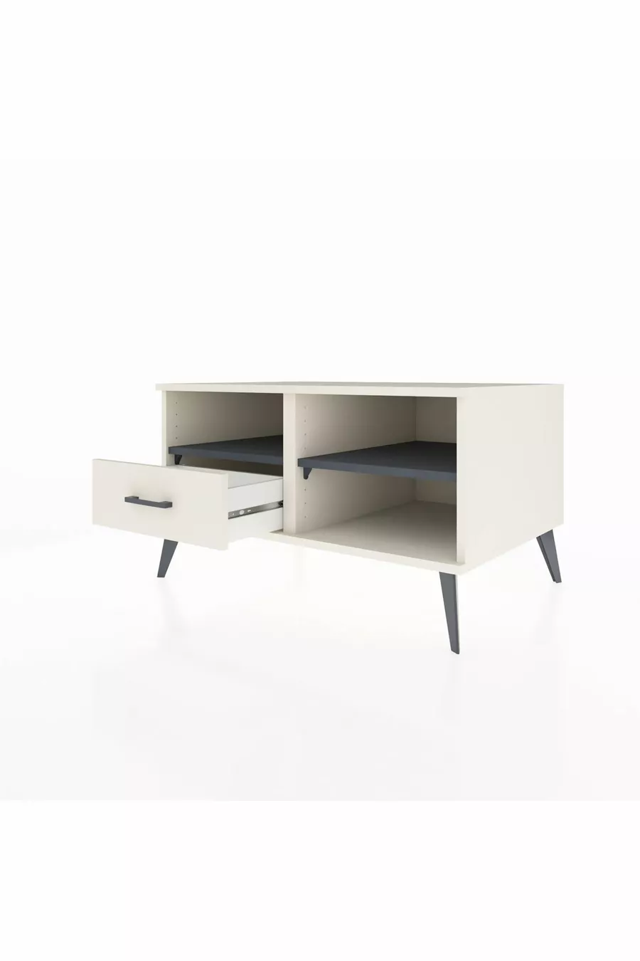 Commode Kronos 2 étagères 1 tiroir Pierre de lune-Anthracite/Pierre de lune