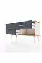 Commode Arges 2 tiroirs Pierre d'ail/Pin/Anthracite