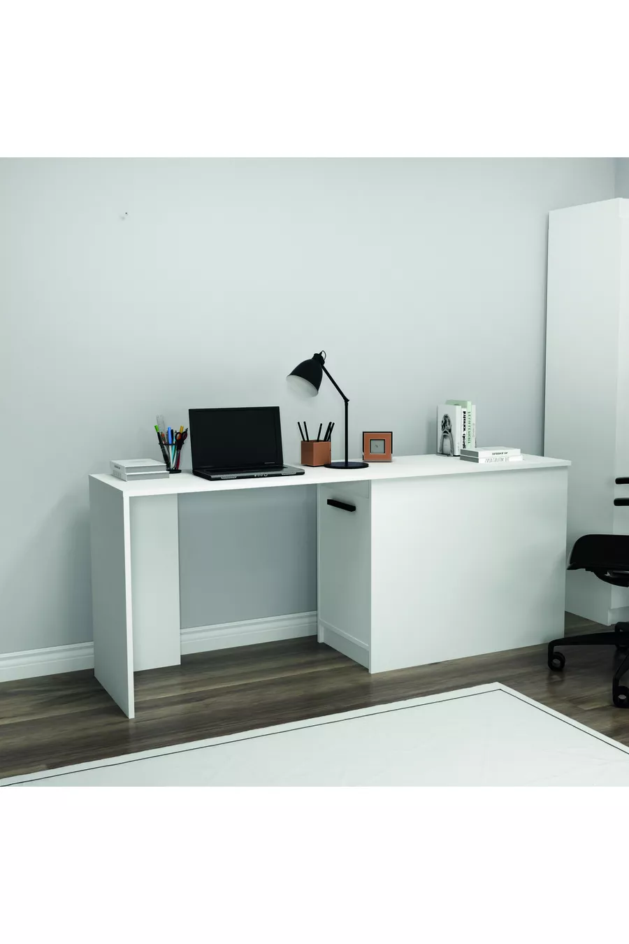 Akser Jongenskamer 4-delig Set – Wit (Bureau, Bed, Kast, Wandplank)