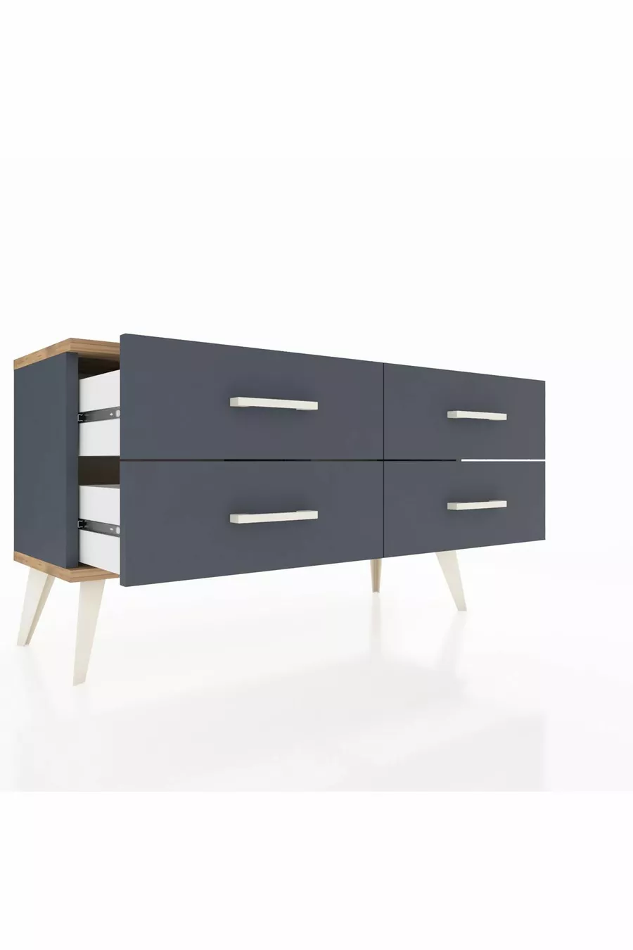 Cassettiera Arges 4 Ripiani Antracite-Pino/Antracite