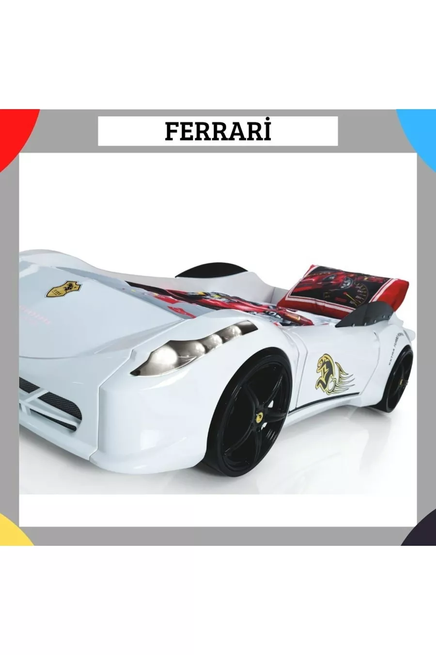 Bed in de vorm van een auto Ferrari Farinay Istanbul, Kinderkamerkast en Autobed