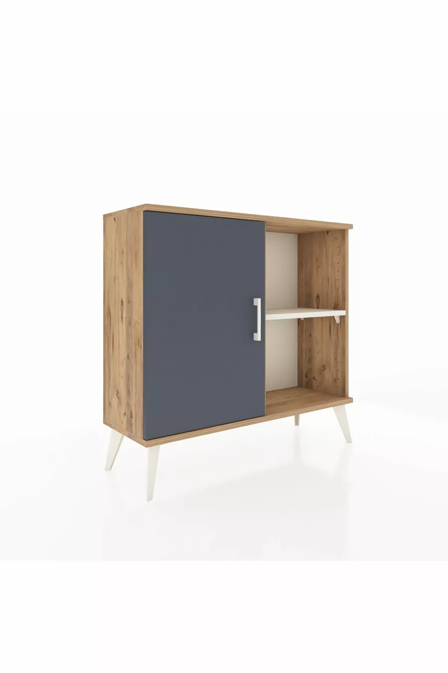 Commode Arges 2 étagères avec 1 porte Pin-Anthracite/Pierre de lune