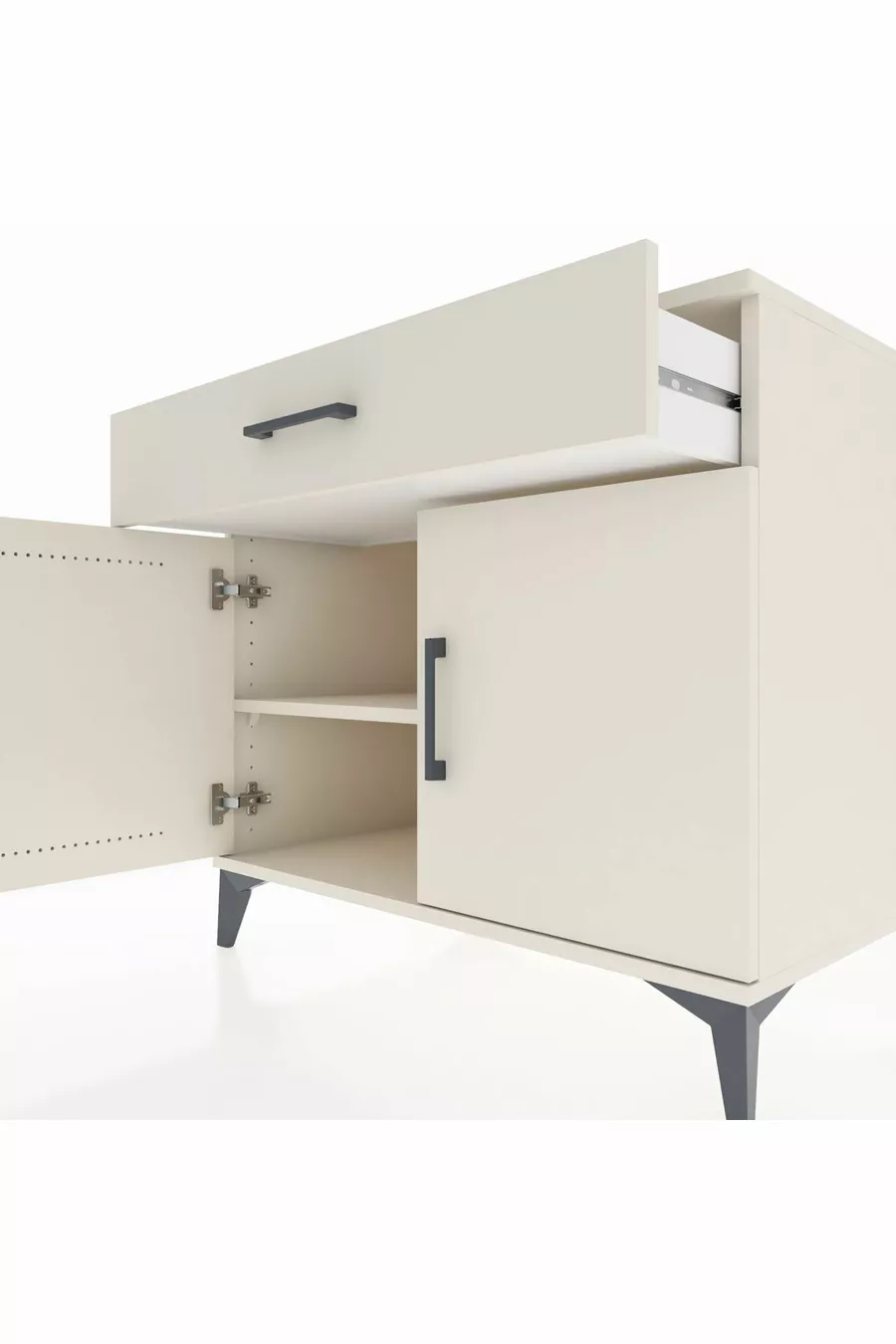 Kronos Commode avec une étagère, un tiroir et deux portes Pierre de lune-Pierres de lune