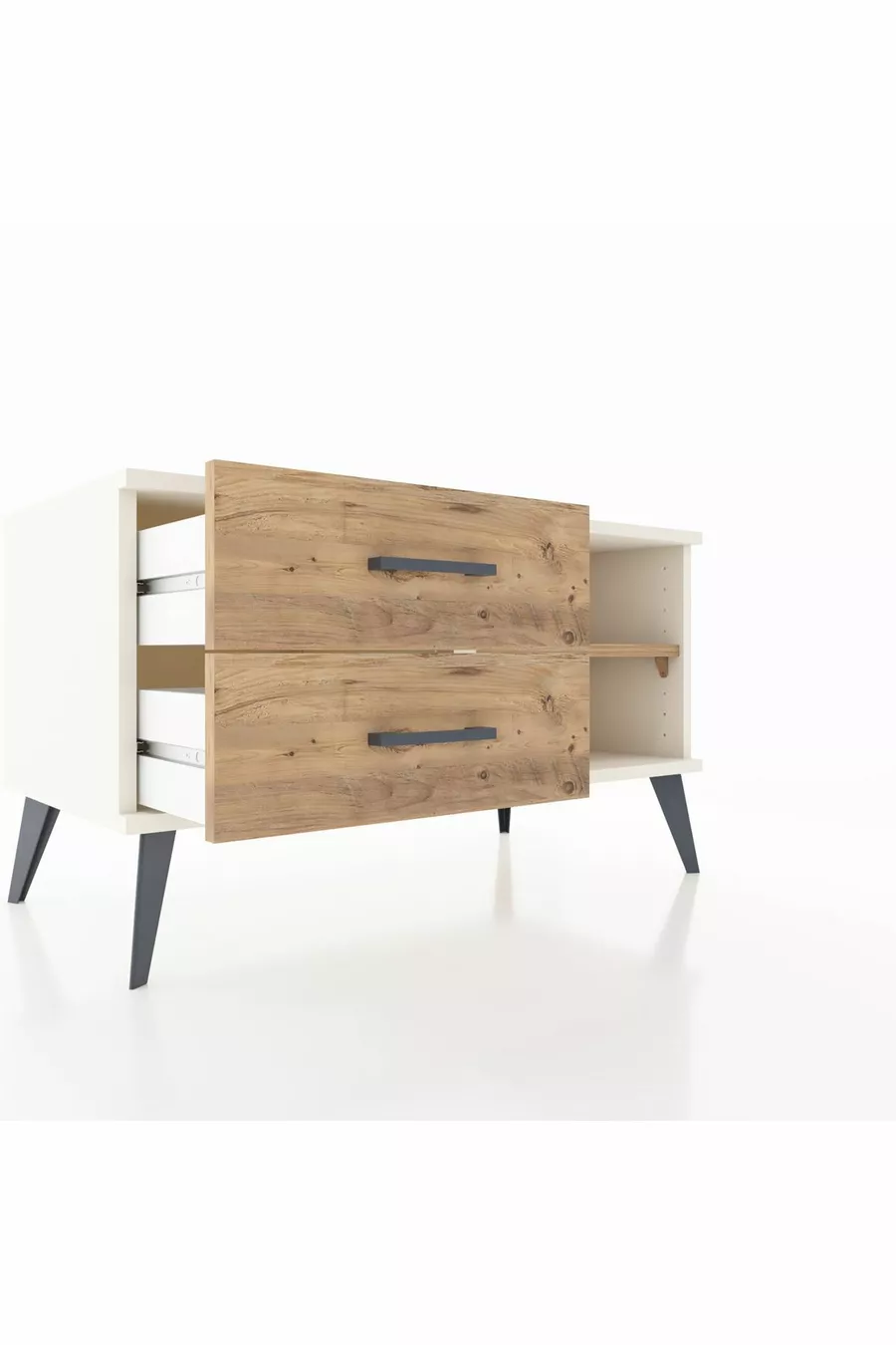 Commode Hyperion à une étagère et 2 tiroirs Pierre de lune-Pin