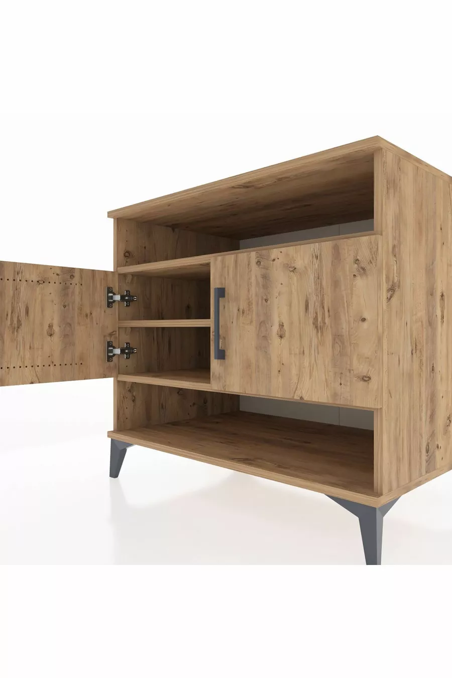 Commode Kronos 3 étagères 2 portes Pin-Pin