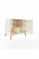 Commode Kronos à une étagère, 2 tiroirs et une porte, Pierre de Lune / Pin