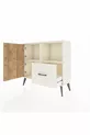 Commode Arges avec 2 étagères, 1 tiroir, 2 portes, couleur Pierre de lune/Pin
