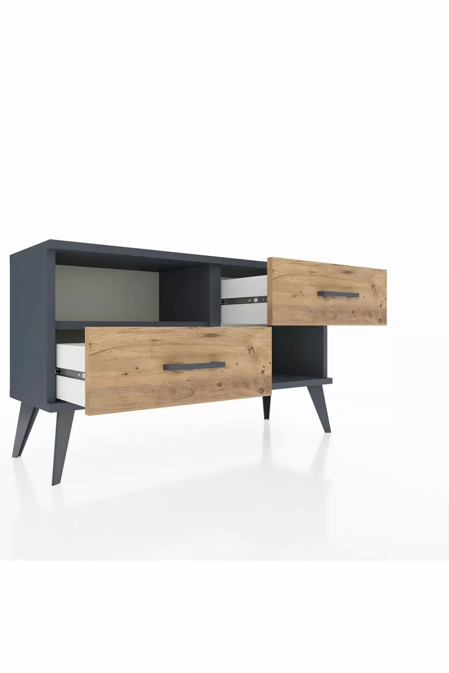 Comò Arges con Un Ripiano e 2 Cassetti Antracite-Antracite/Pino