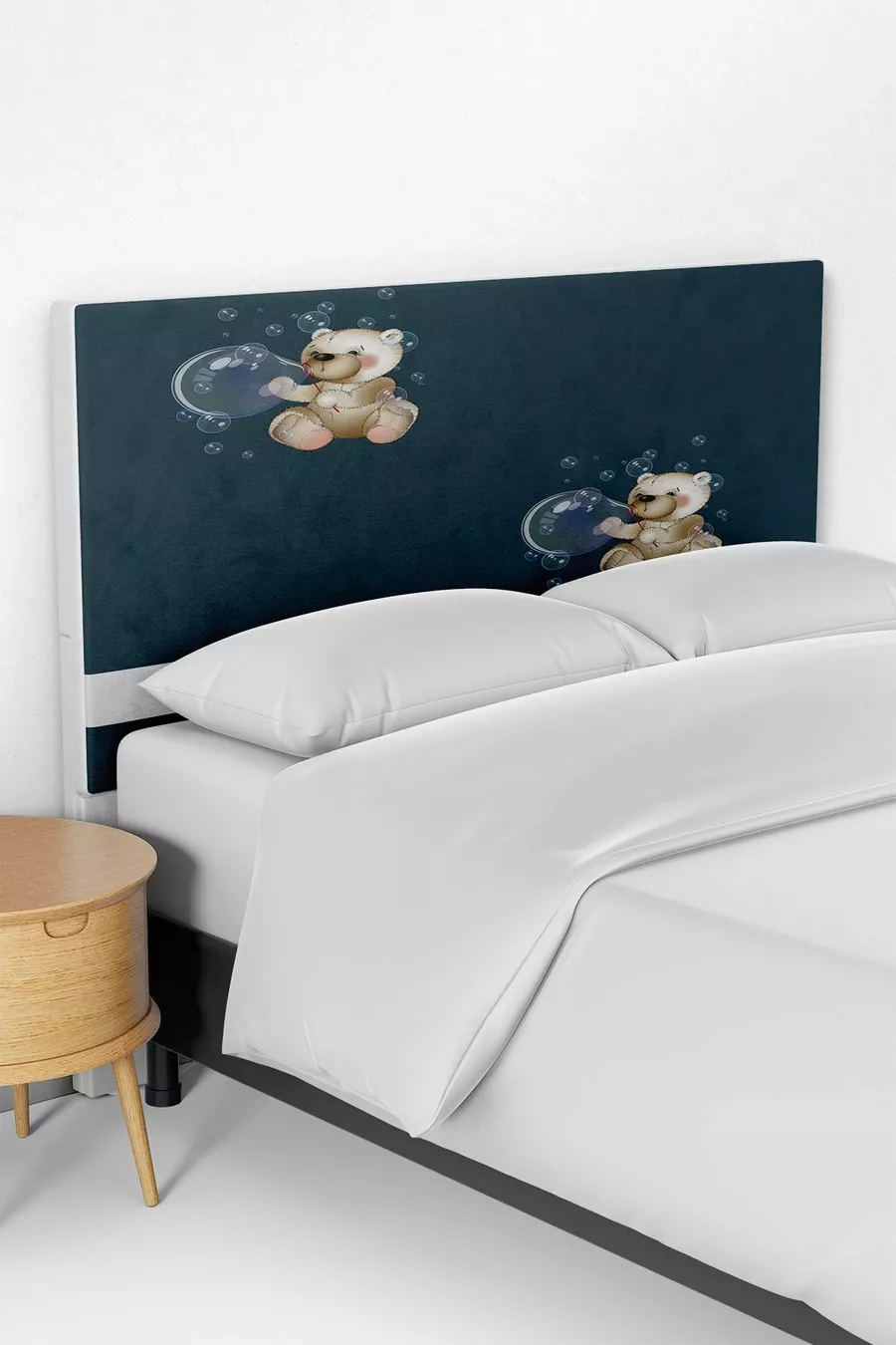 Housse de tête de lit pour lit coffre de chambre d'enfant avec ourson vert