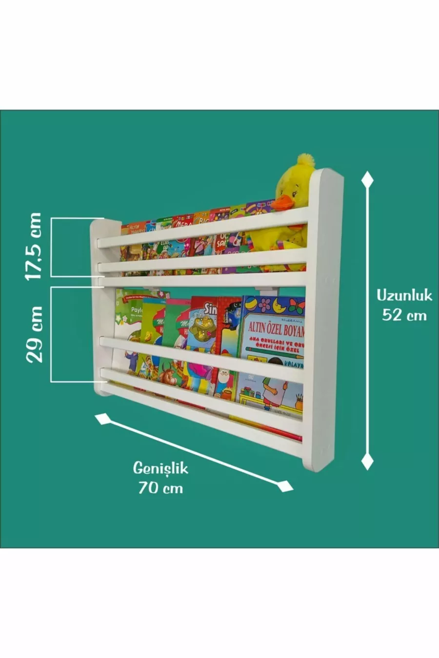 Bibliothèque Safir à 2 étagères - Bibliothèque éducative Montessori pour chambre d'enfant à 2 étagères - Largeur de Cm