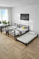 Koza Loft Bunk Bed Compatible with Mattress, 3-Person Black Metal Bunk Bed