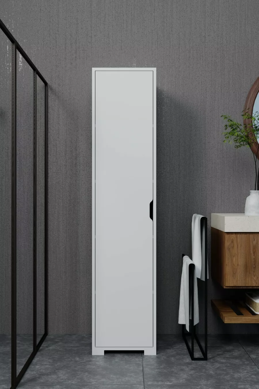 Duru Armoire simple porte pour salle de bain et vêtements, blanc mat,  cm, 5 étagères - Garde-robe