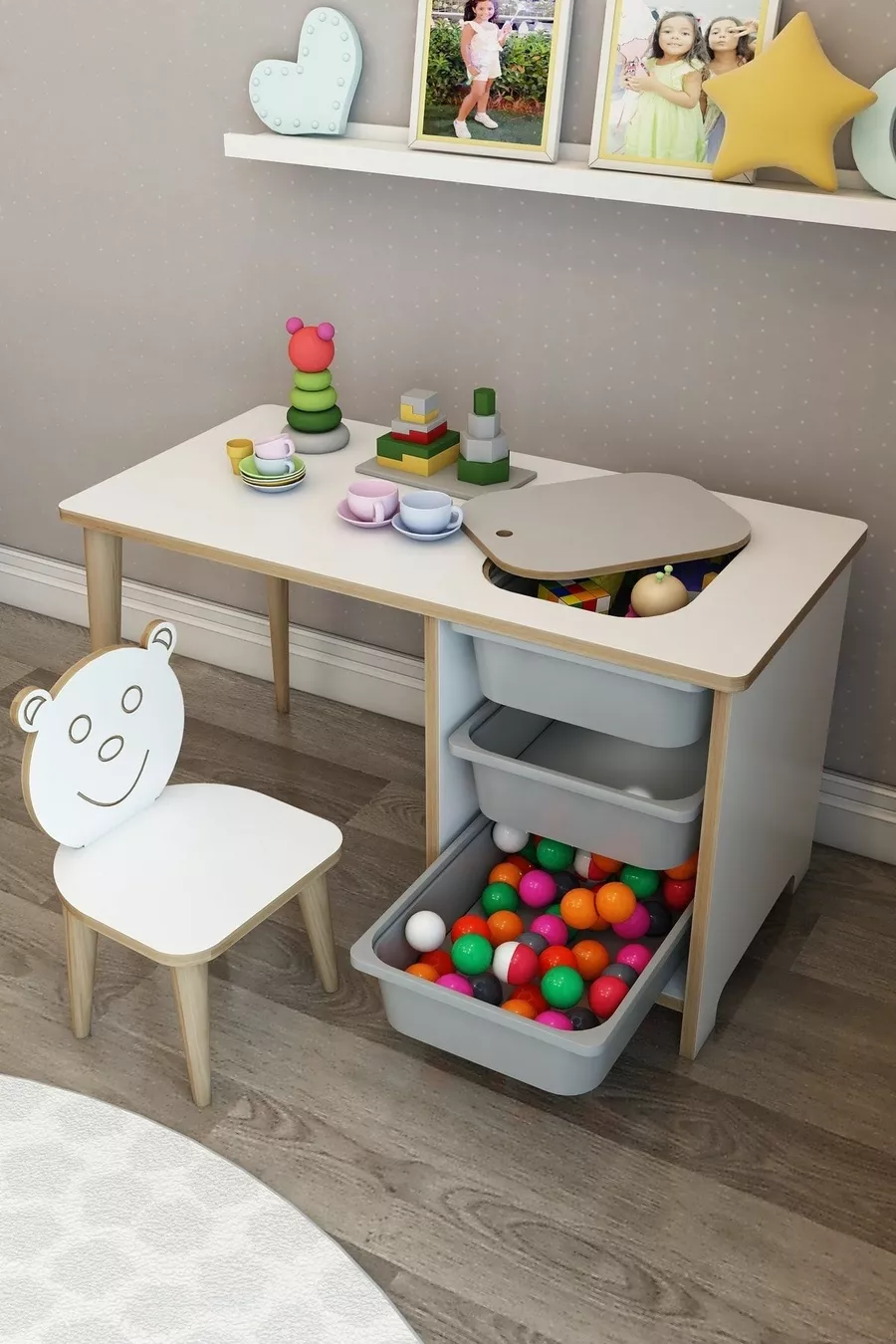 Scrivania per Bambini Tavolo da Gioco e Attività Estivo con Sedia