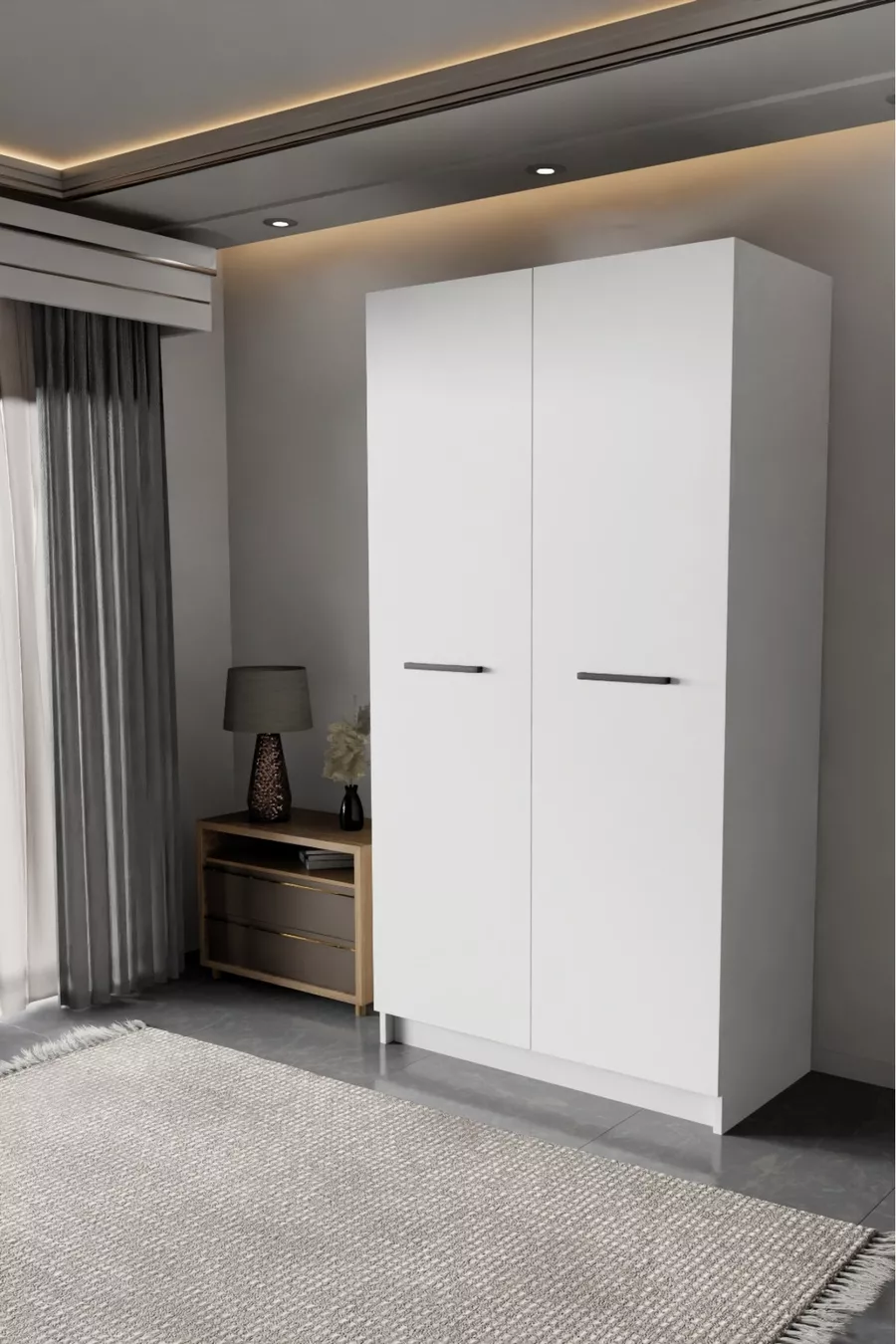 - LADİK - ARMOIRE BLANCHE À DEUX PORTES  CM
