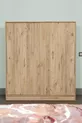 Armoire coulissante  Zambak avec plusieurs étagères, tiroirs et tringle, en pin avec caisson en pin (portes en pin)