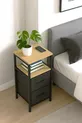 Table de chevet à 2 étagères avec tiroir en cuir, organiseur pour chambre à coucher, table de chevet en métal