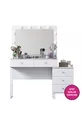 Rani Tavolo da Trucco con Specchio e Luci in Stile Hollywood con 5 Cassetti Organizzatore di Gioielli Bianco