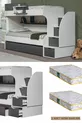 Lits superposés, Lit superposé Aura avec tiroirs - 2 matelas confort