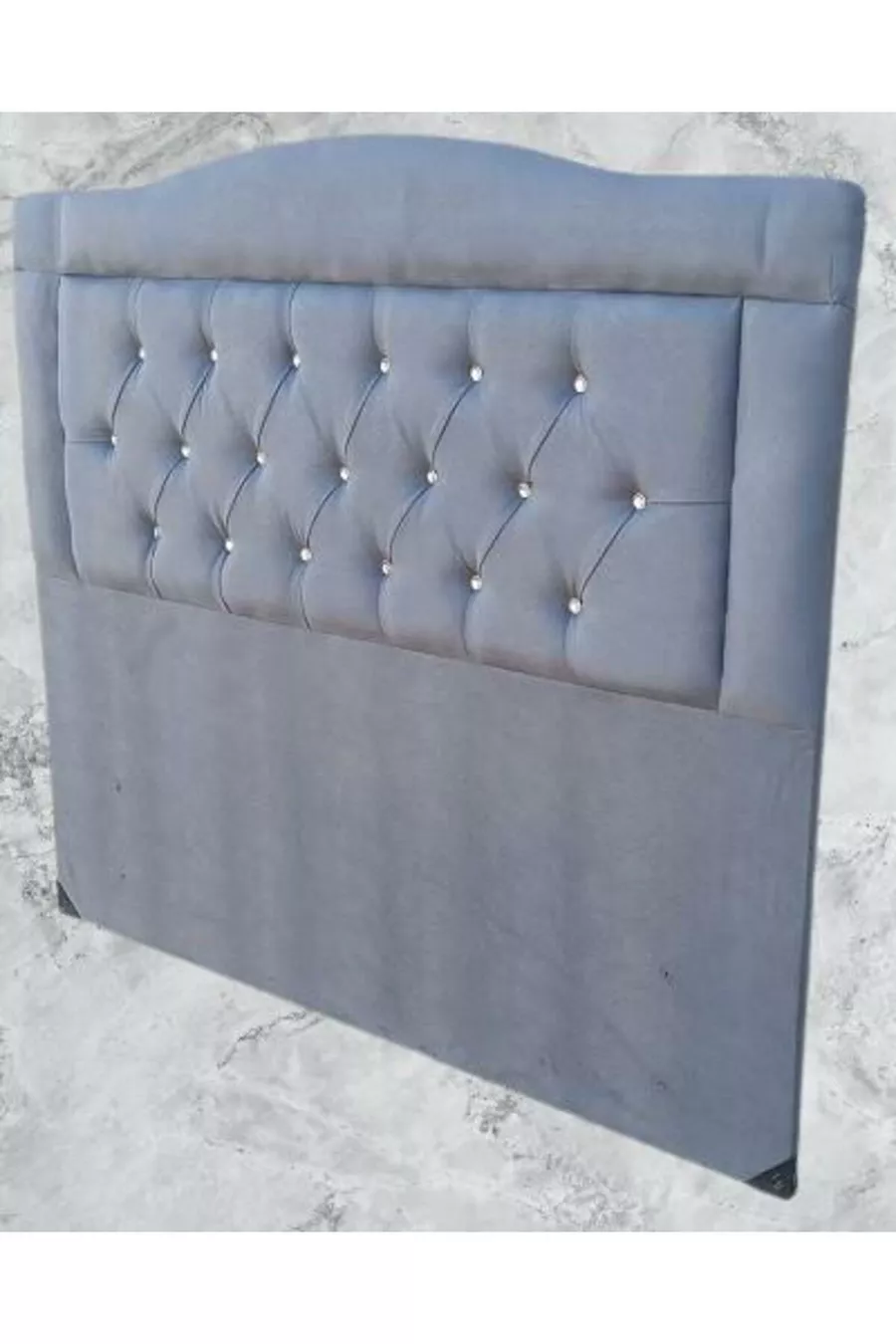 Titre DK Double Personne Tissu Anthracite en Plumetis de Poulain Rembourré Fait Main