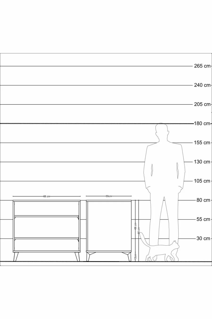 Commode Kronos 2 étagères Pin-Anthracite