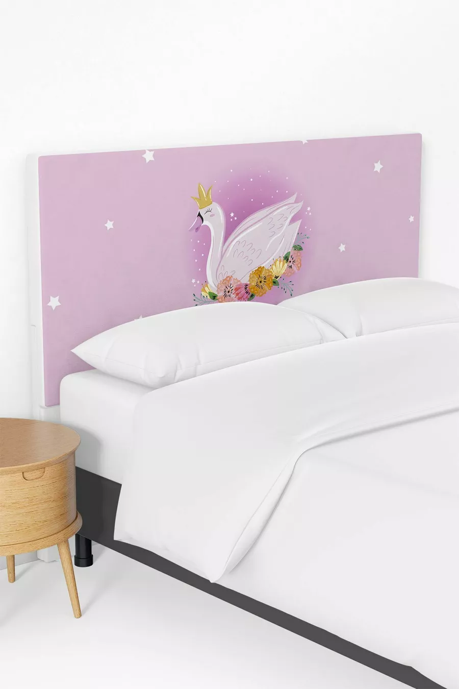 Housse de tête de lit avec motif cygne rose
