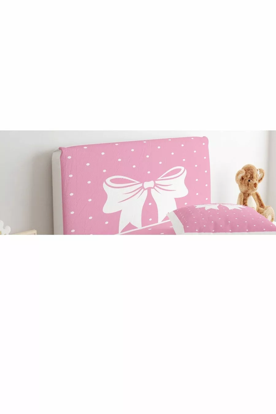 Housse de base à motif ruban à pois blancs sur fond rose