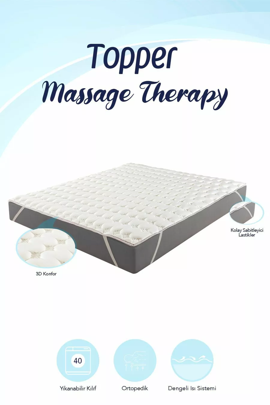 Topper 0.9 - Massage Therapy - 3D Soft Mattress Pad - Bed Protector Sleep Pad - 3 Cm