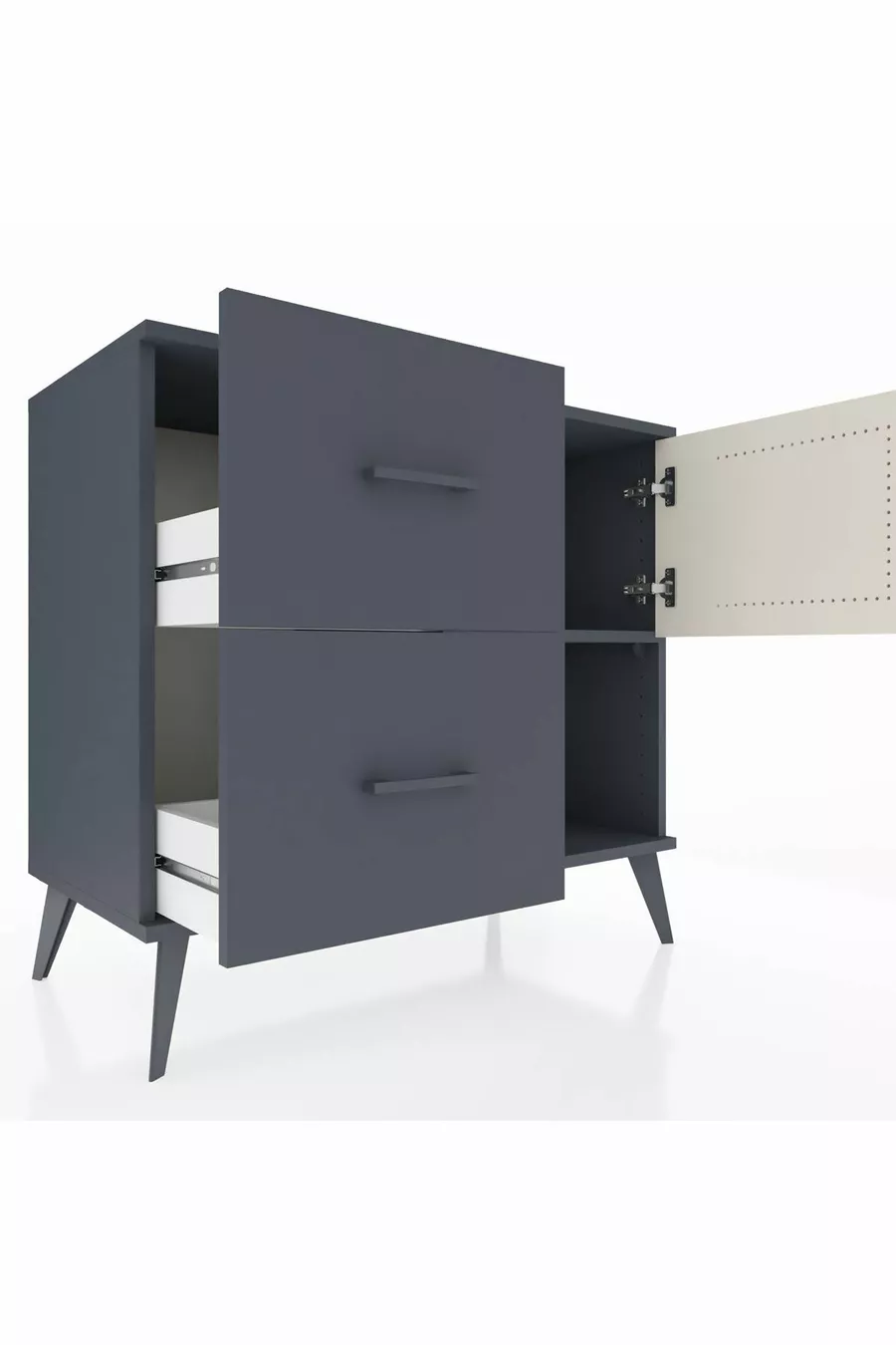 Hyperion Dressoir Met Eén Plank, 2 Lades En Eén Deur Antraciet-Steen/Antraciet