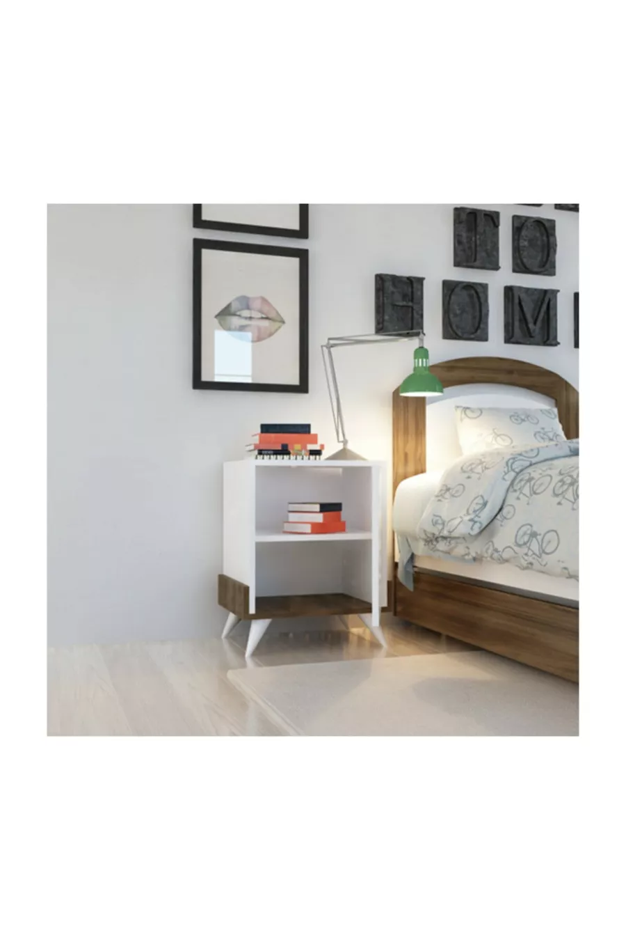 Table de chevet Montana Noyer Blanc