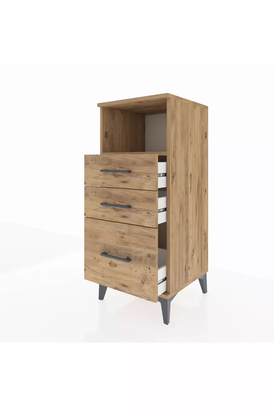 Hyperion Nightstand Single Shelf 3-Drawer Pine-Pine