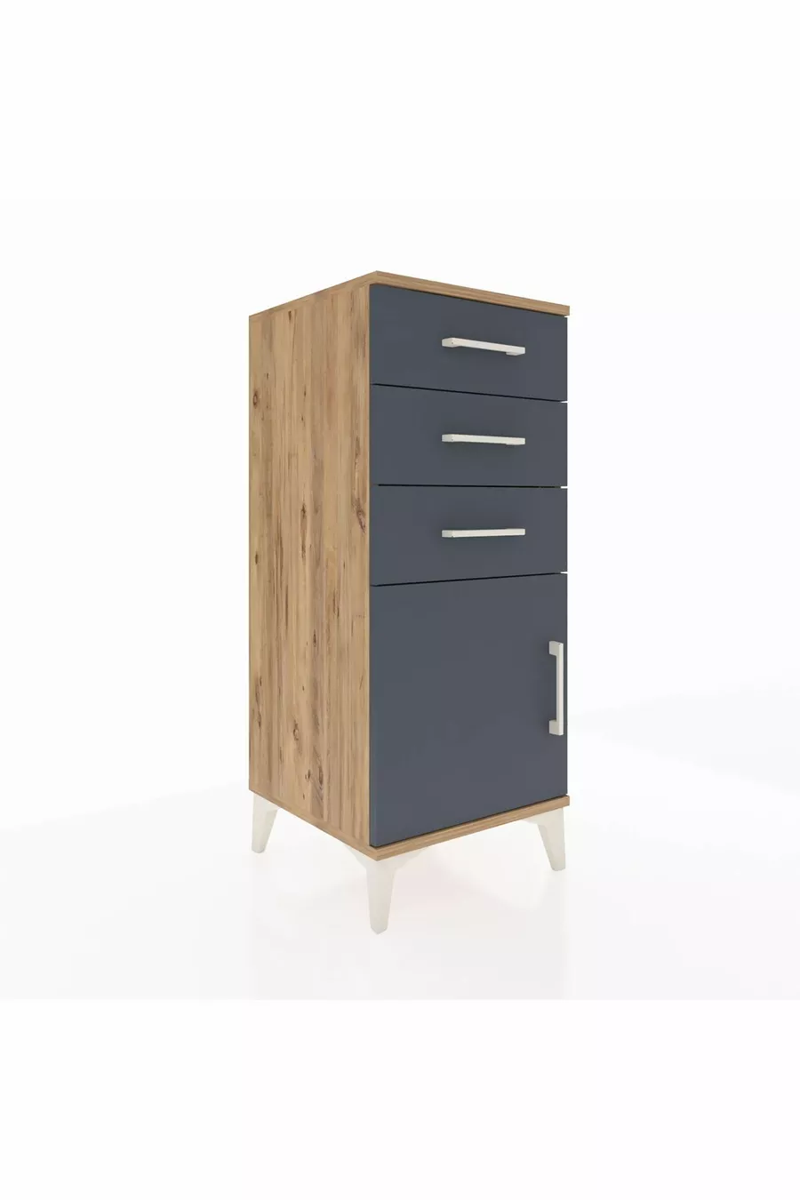 Hyperion Kommode mit einem Regal, 3 Schubladen und einer Tür, Kiefer-Anthrazit