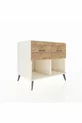 Commode Kronos 2 tiroirs Pierre de Lune-Anthracite/Pin