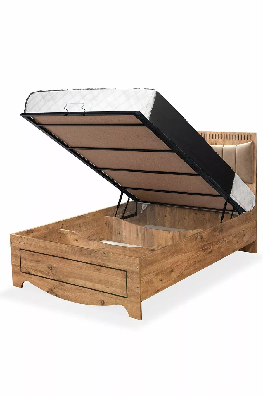 Chambre d'adolescent Papatya - Armoire 3 portes, Lit coffre, Commode - 