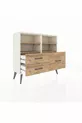 Commode Arges 4 étagères 3 tiroirs Pierre de lune-Pin