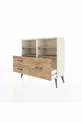 Commode Arges 4 étagères 3 tiroirs Pierre de lune-Pin