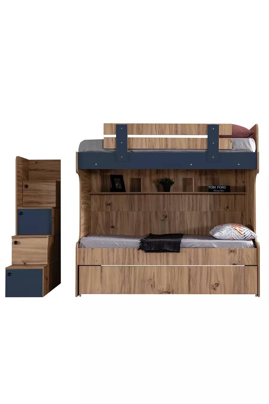 Lit superposé Ranza Riva avec lit d’appoint 2 matelas Comfort