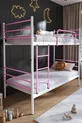 Trend Bunk Bed Compatible with Mattress Light Pink Detachable Metal Bunk Bed Frame