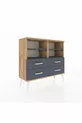 Commode Arges 4 étagères 4 tiroirs Pin-Anthracite