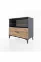 Commode Hyperion 2 étagères 1 tiroir Anthracite-Épicéa