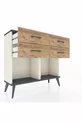 Commode Arges 4 tiroirs Pierre d'Agate-Anthracite/Pin