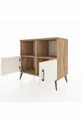 Commode Hyperion 2 étagères 2 portes Pin-Ambre/Pin