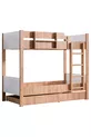 Bunk Bed, Asia Detachable Bunk Bed with Trundle, Walnut - White + 2 Comfort Mattresses