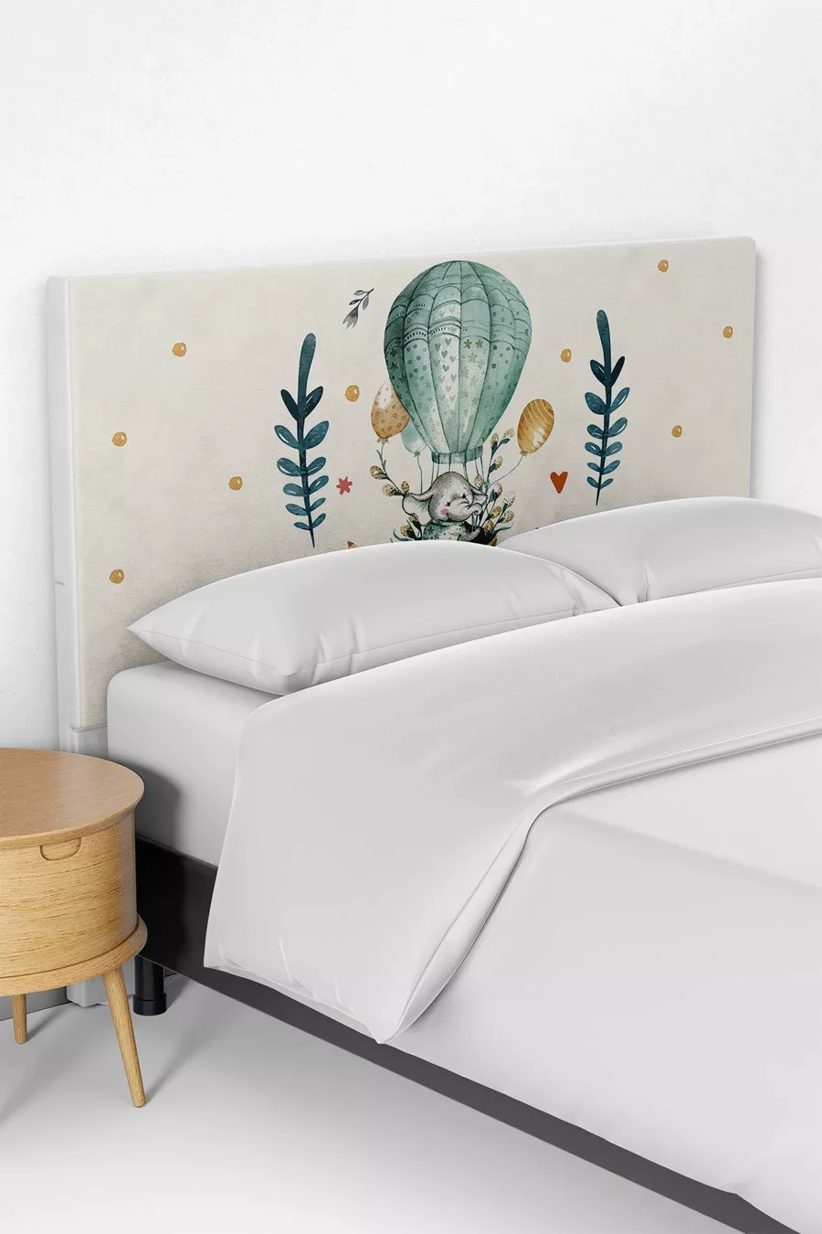 Housse de tête de lit pour chambre d'enfant avec motif ballon volant et éléphant