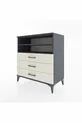 Commode Hyperion 2 étagères 3 tiroirs Anthracite-Pierre de Lune