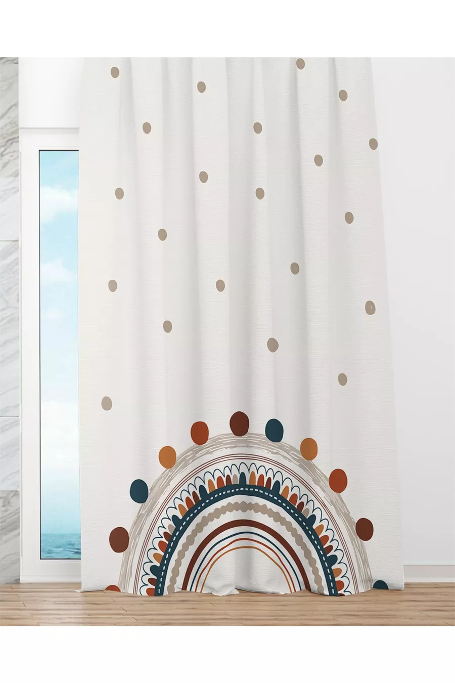 Regenboog Kinderkamer Set (gordijn, bedsprei en kussen, tapijt)